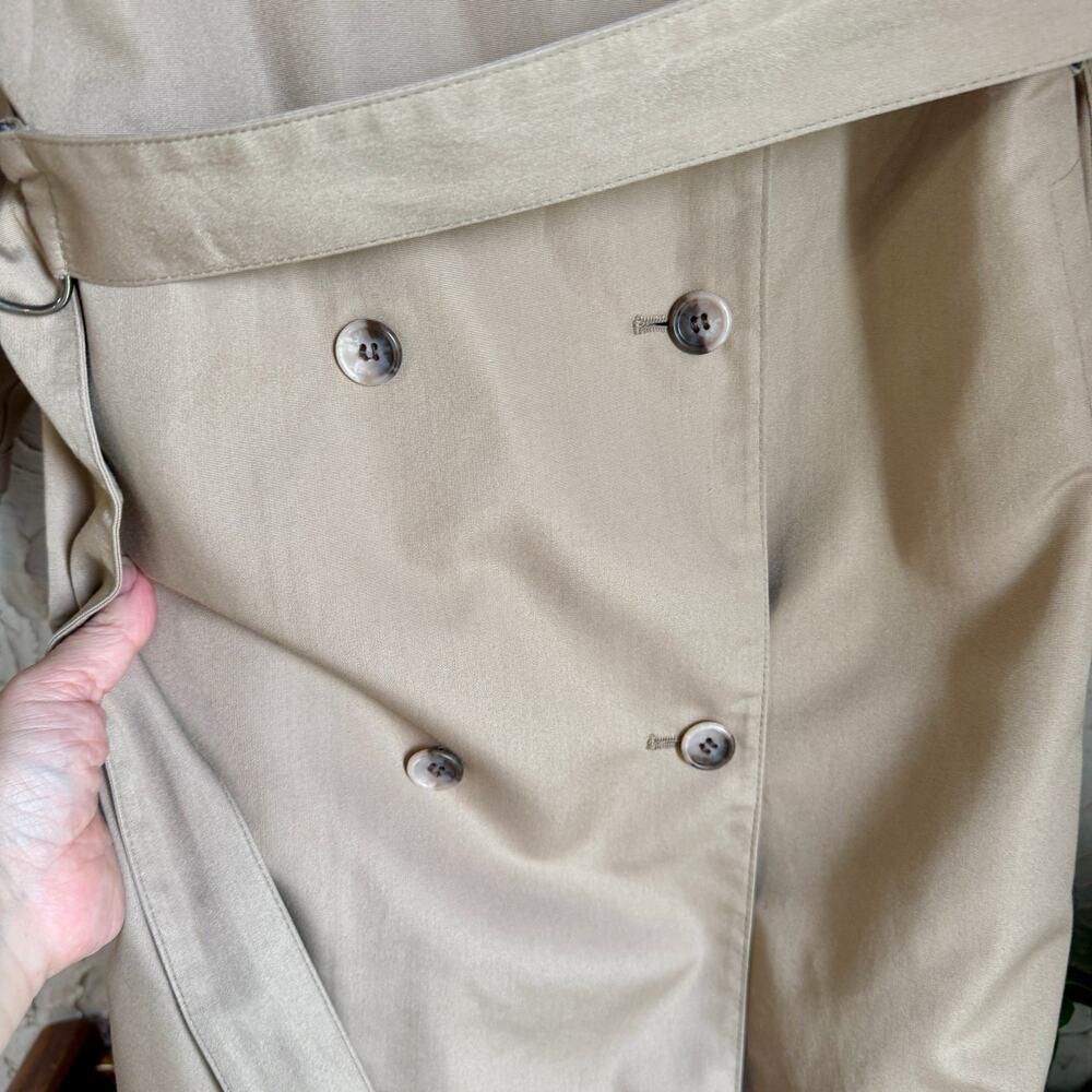 Vintage London Fog Trench Coat Tan Belted Classic Double Breasted Coat Size 18 - Picture 4 of 9